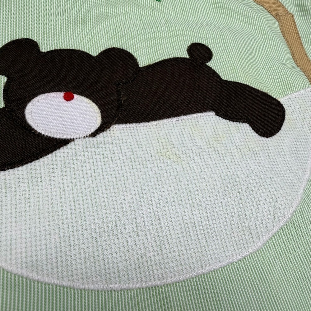 Vintage Chocolate Soup Girls Green Seersucker Bear Hammock Jumper Dress Size M - Picture 2 of 7
